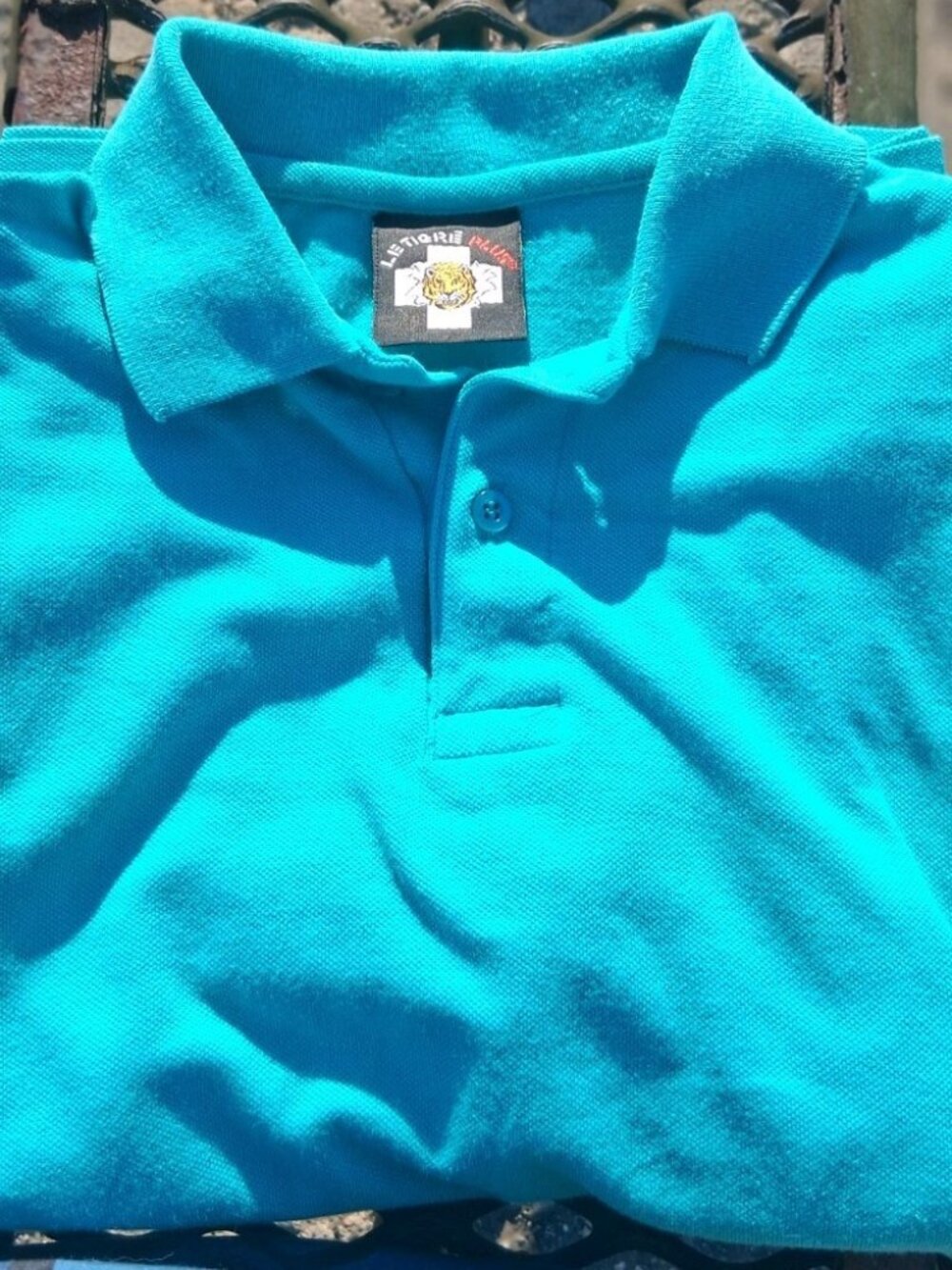 Vintage 80s 90s Le Tigre Polo Shirt Aqua Turquoise Pique Golf